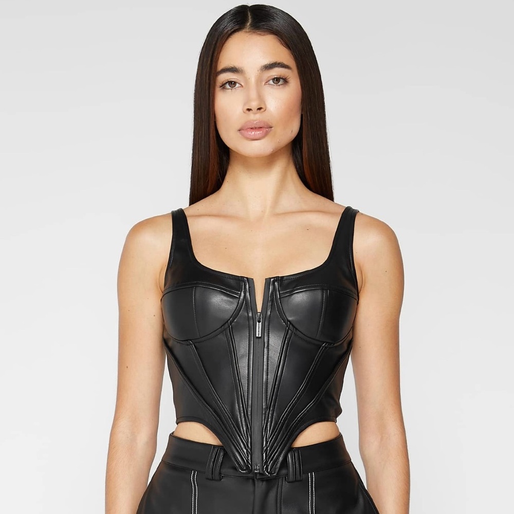 **NWT** Manière De Voir vegan leather corset top